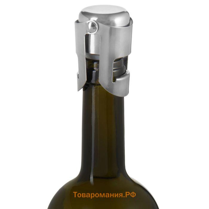 Пробка для бутылки раздвижная Magistro, 4×4×5.5 см, серебристая