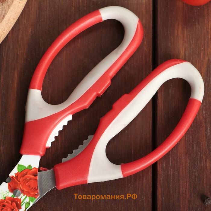 Ножницы кухонные с антиналипающим покрытием  «Цветение», 22 см, МИКС