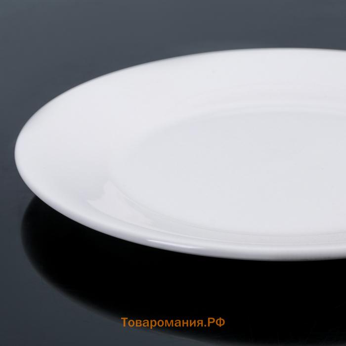 Тарелка  White Label, 300 мл, d=22.9 см, с утолщённым краем, фарфор, белая