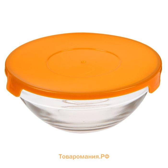 Салатники  «Классика» с крышками, набор 5 шт.: 900/500/350/200/130 мл, стекло, жёлтые