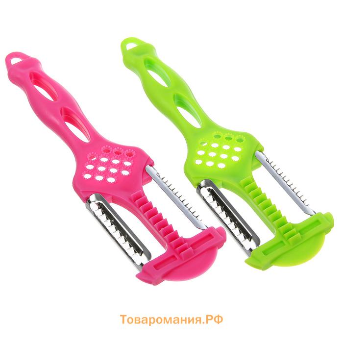 Овощерезка-рыбочистка фигурная 2 в 1 с тёркой , 21.5×6 см, оранжевая