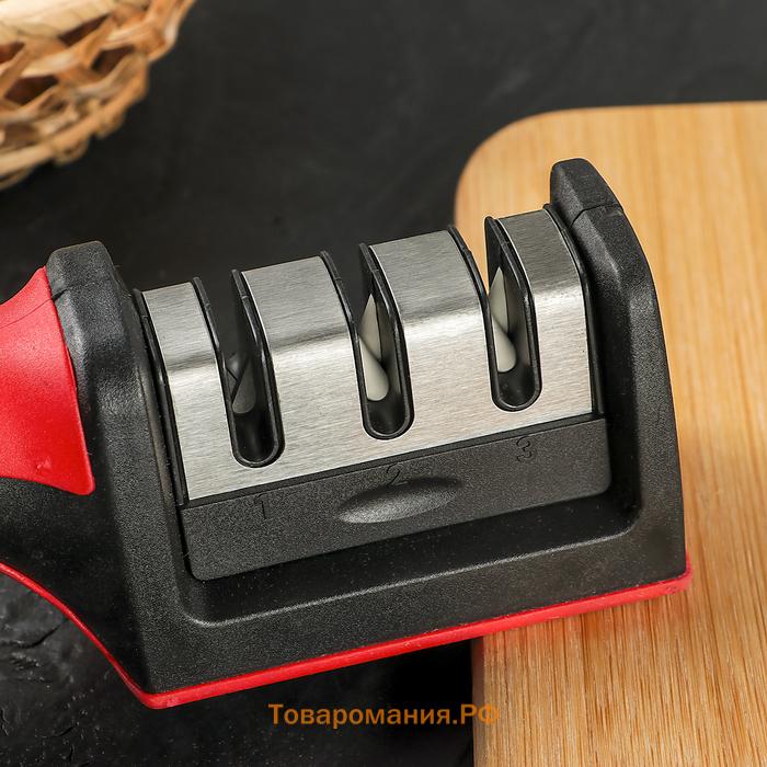 Точилка для ножей с полировкой  «Ритм», 21×5×6 см, чёрная