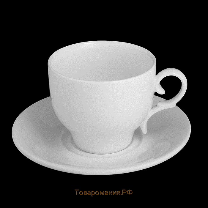 Набор фарфоровый чайный, 4 предмета: чашка 220 мл, 2 блюдца d=14 см, цвет белый