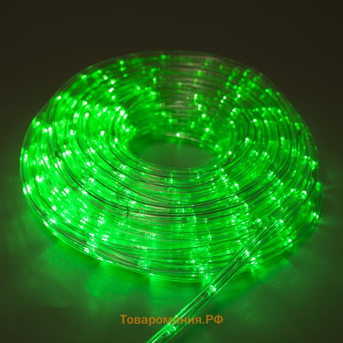 Гирлянда светодиодная, световой шнур Lighting, 10 мм, IP65, 20 м, 24 LED/м, 220 В, 8 режимов, свечение зелёное