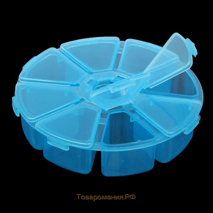 Шкатулка пластик для мелочей "Круглая" 8 отделений  2,5х10,3х10,3 см