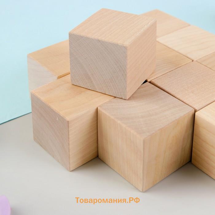 Кубики деревянные «Неокрашенные», 12 шт., размер кубика 3.8×3.8 см