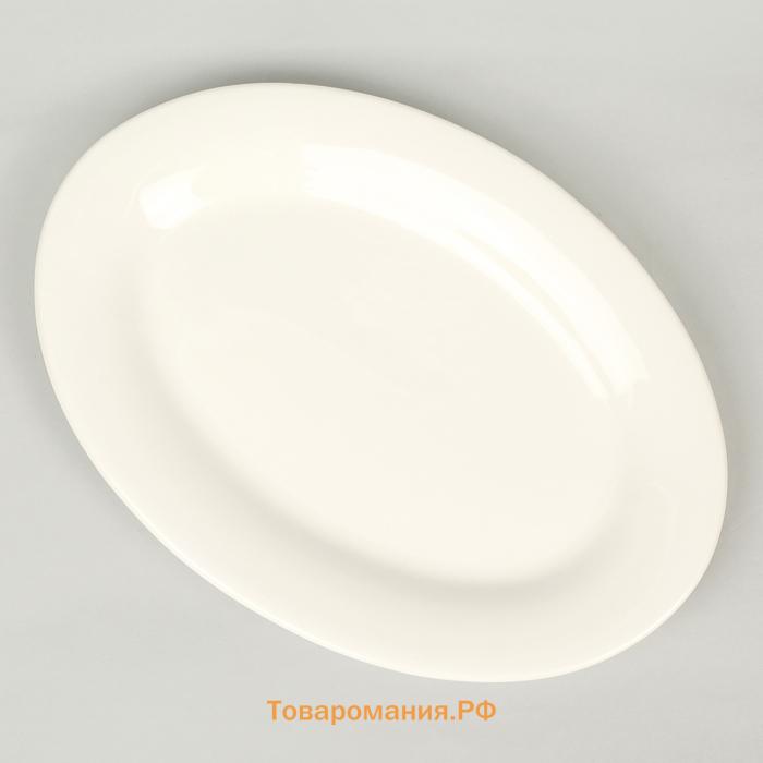 Блюдо  White Label, 30.5×20×3 см, фарфор, овальное, белое