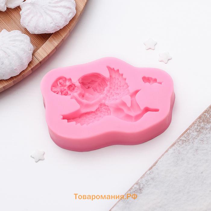 Молд «Ангел с букетом», силикон, 9.3×6×1.9 см, розовый