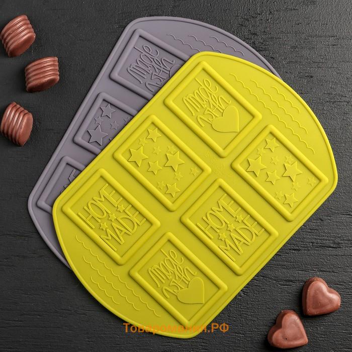 Форма для шоколада  Home made, силикон, 26×18×0.5 см, 6 ячеек (7.5×5.2 см), МИКС