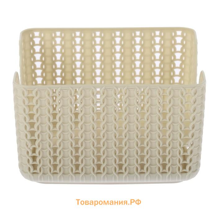 Салфетница IDEA «Вязание», пластик, 14×14×8.5 см, белая