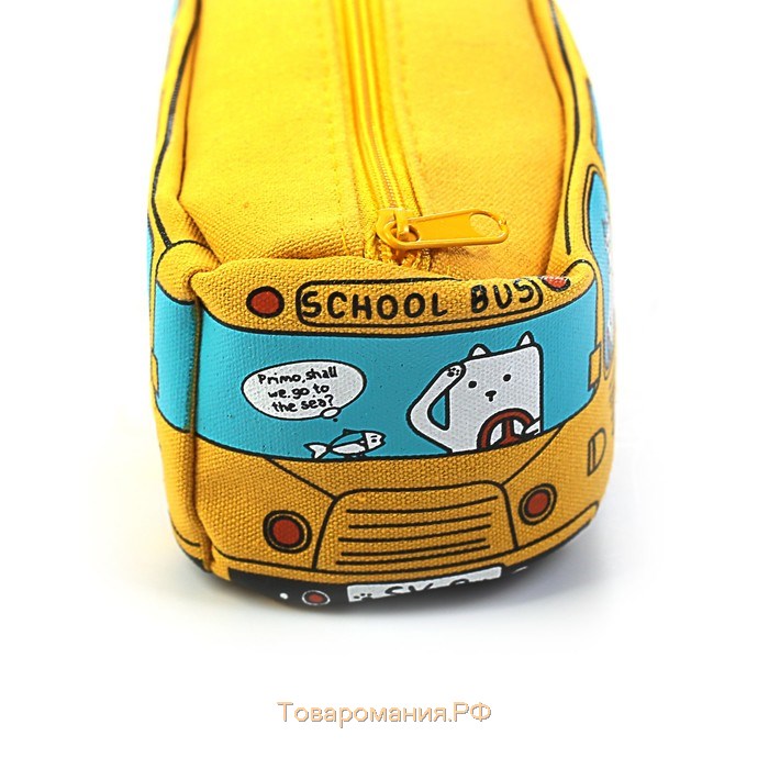 Пенал школьный "Автобус" на молнии, МИКС