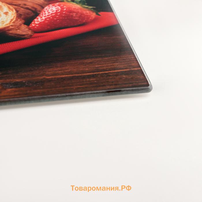 Доска разделочная  «Клубничные круассаны», 30×20 см, стекло