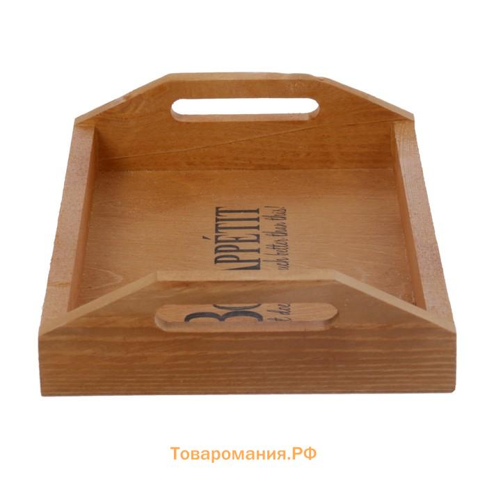 Поднос деревянный с декором , с покрытием, 30×20×6 см, сосна
