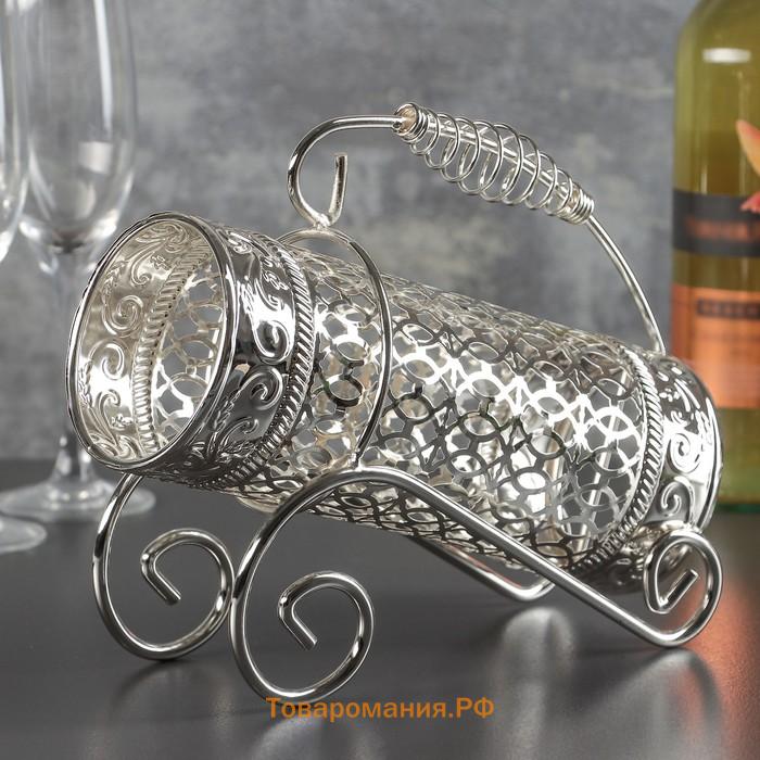Подставка под бутылку, 24×9.5×21, металл, хромированная