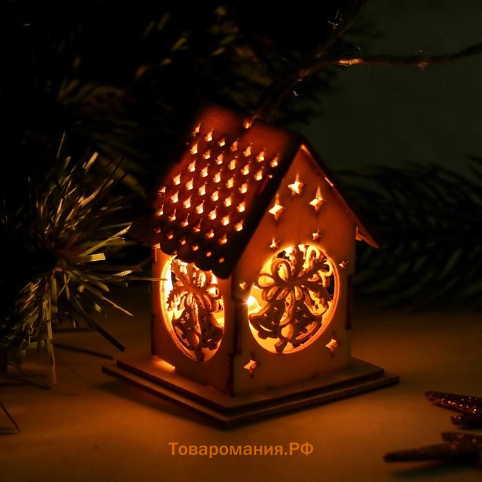 Елочная игрушка с подсветкой «Новогодние колокольчики», мини