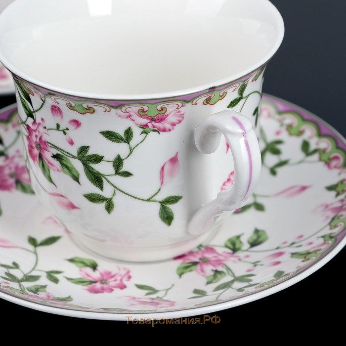Сервиз фарфоровый чайный «Бланко», 4 предмета: 2 чашки 220 мл, 2 блюдца d=14,2 см, цвет белый