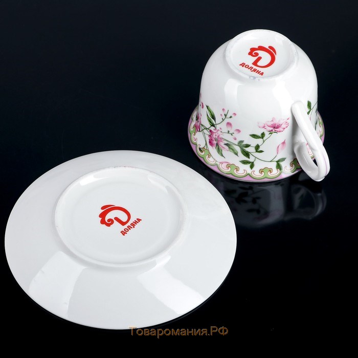 Сервиз фарфоровый чайный «Бланко», 4 предмета: 2 чашки 220 мл, 2 блюдца d=14,2 см, цвет белый