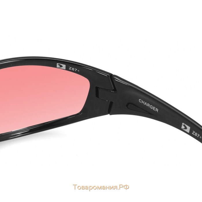 Очки Charger чёрные с розовыми линзами ANTIFOG ANSI Z87+