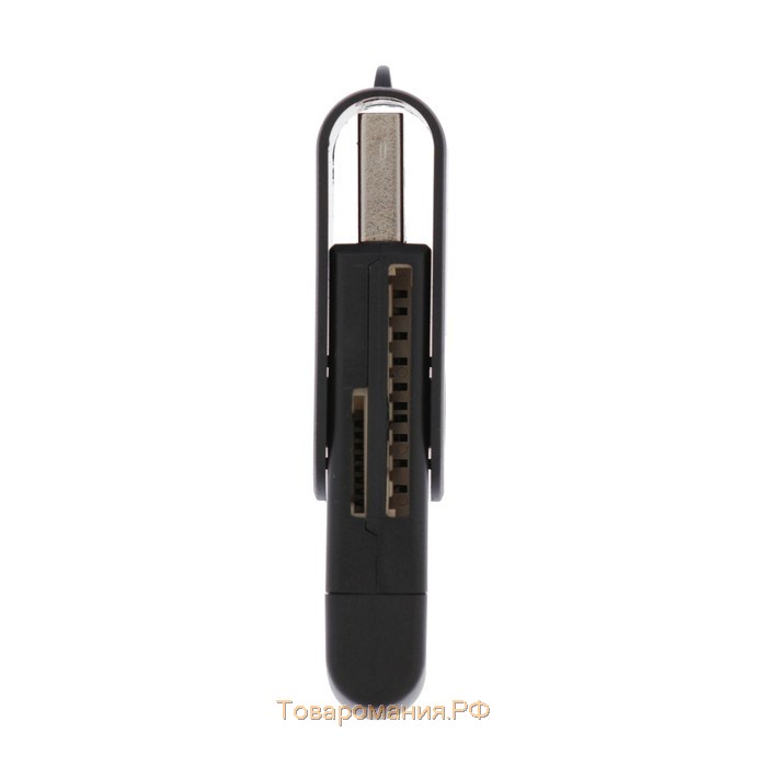 Картридер-OTG  LNCR-001, подключение microUSB и USB, слоты SD microSD, черный