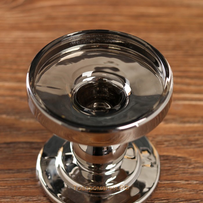 Подсвечник стекло на 1 свечу "Подиум" серебро хром 8,5х8,5х8,5 см