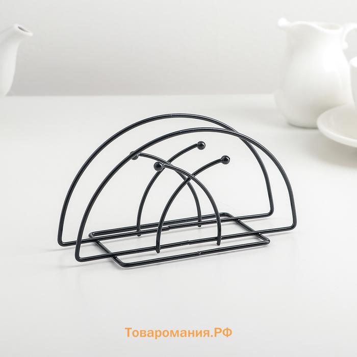 Салфетница  «Лилия», 13.5×6×7 см, чёрная