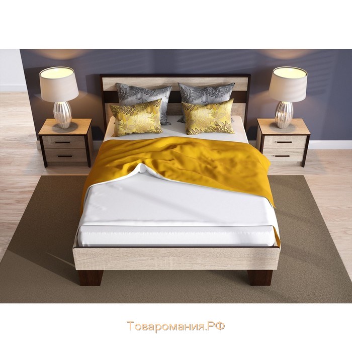 Кровать «Эшли» без ПМ, 160 × 200 см, без основания, цвет венге / дуб сонома