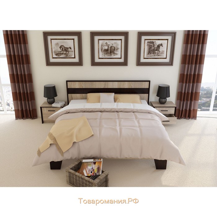 Кровать «Эшли» без ПМ, 160 × 200 см, без основания, цвет венге / дуб сонома