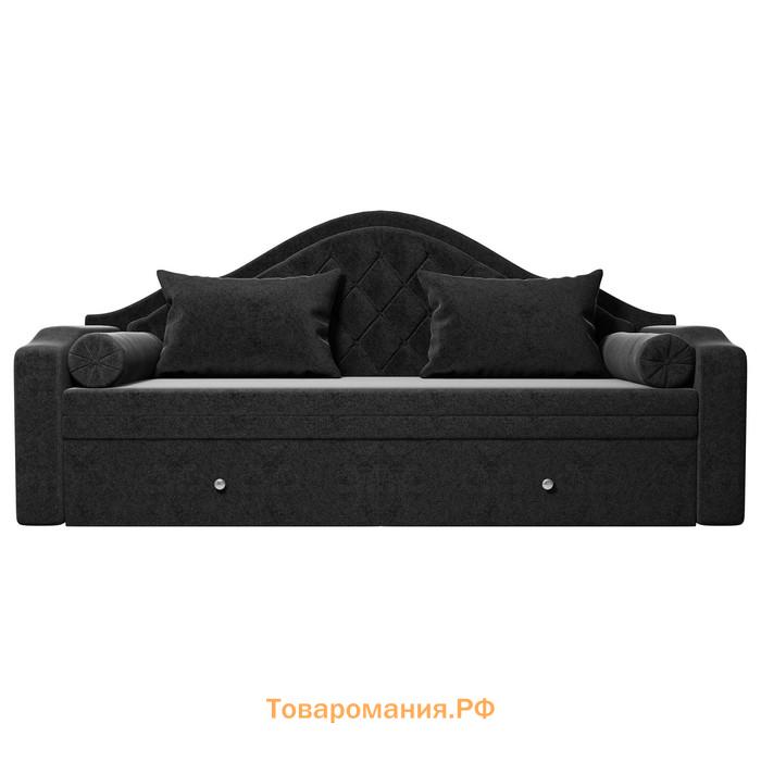 Прямой детский диван «Сойер», механизм выкатной, микровельвет, цвет чёрный