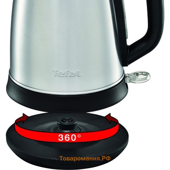 Чайник электрический Tefal KI270D30, металл, 1.7 л, 2400 Вт, серебристый