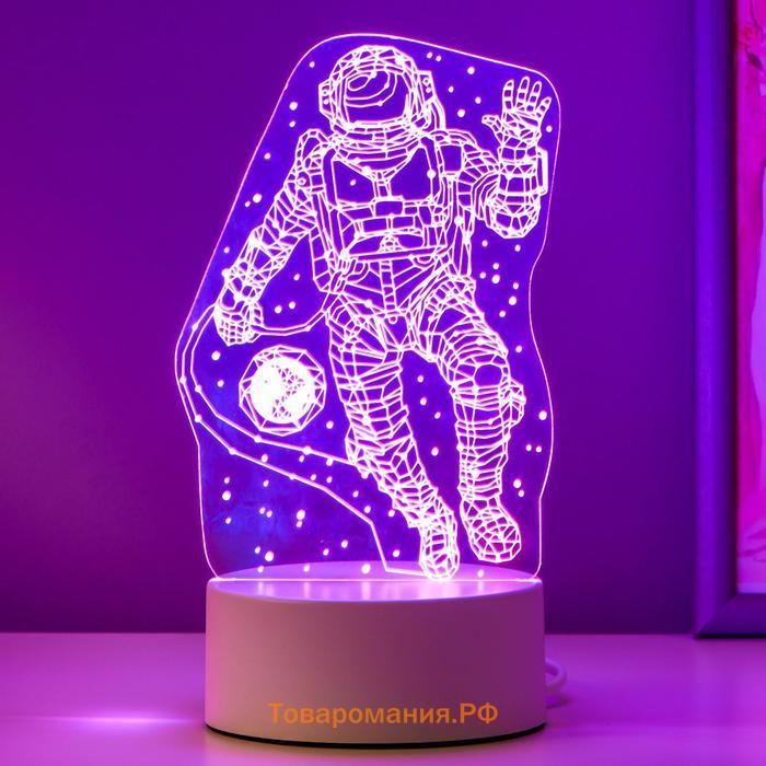 Светильник 3D ночник RISALUX «Космонавт», LED RGB, от сети, 9.5×10×21 см