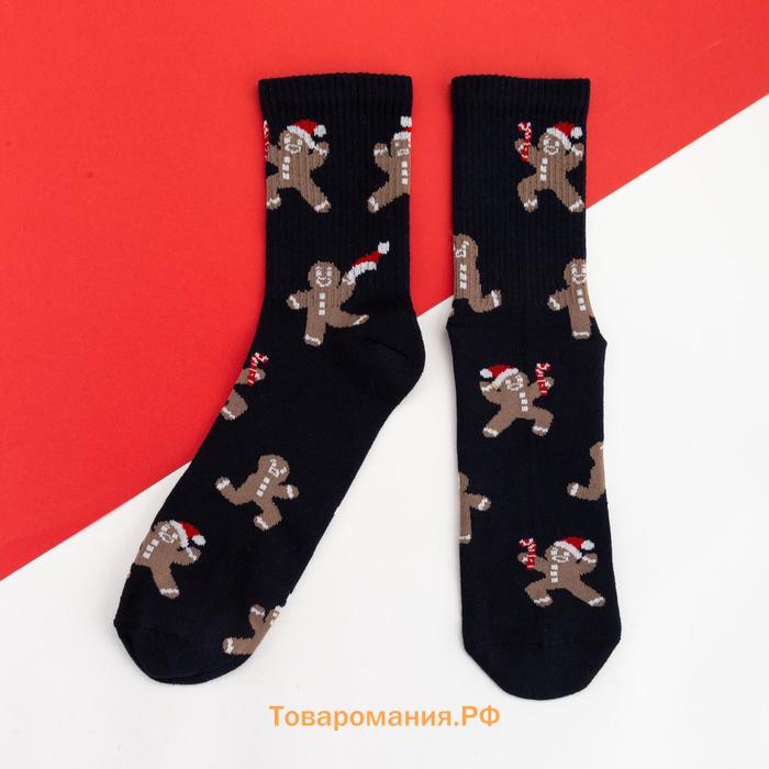 Носки новогодние мужские KAFTAN "Печенька" размер 41-44 (27-29 см), чёрный