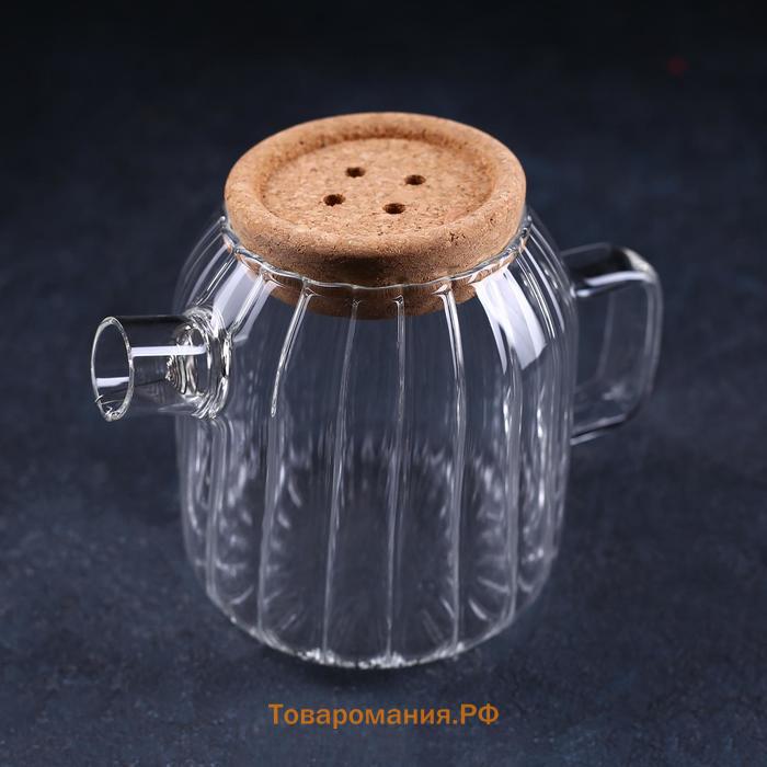 Кувшин для воды с пробковой крышкой «Эко», 600 мл, 17×11×13.5 см, стекло
