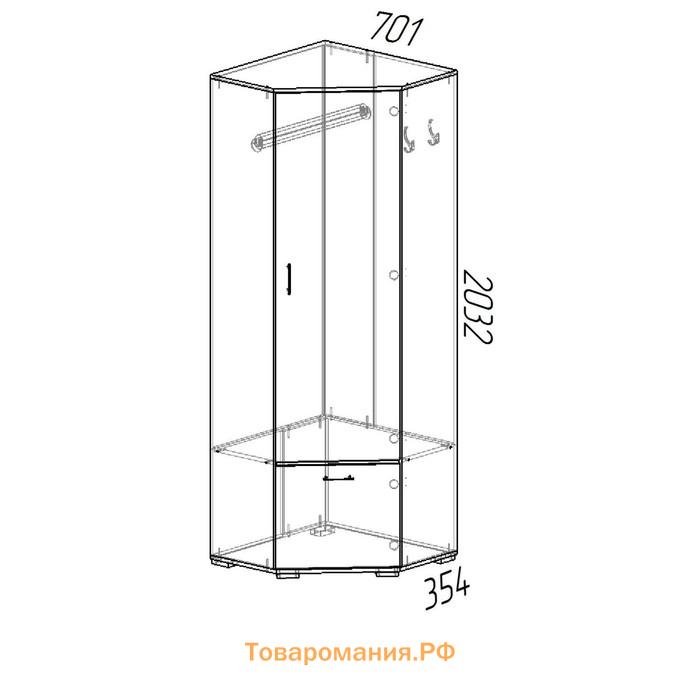 Шкаф угловой «Ника», 701×701×2032×354 мм, цвет ясень шимо светлый/ясень шимо тёмный