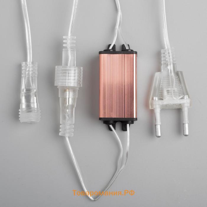 Гирлянда «Сосульки» 2.5 × 0.3 м, IP65, прозрачная нить, 192 LED, свечение мульти с эффектом стекания, 12 В