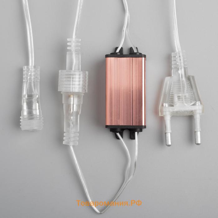 Гирлянда «Сосульки» 2.5 × 0.3 м, IP65, прозрачная нить, 192 LED, свечение тёплое белое с эффектом стекания, 12 В
