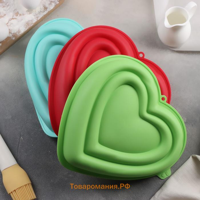 Форма для муссовых десертов и выпечки «Сердце», силикон, 22×20×7 см, цвет МИКС