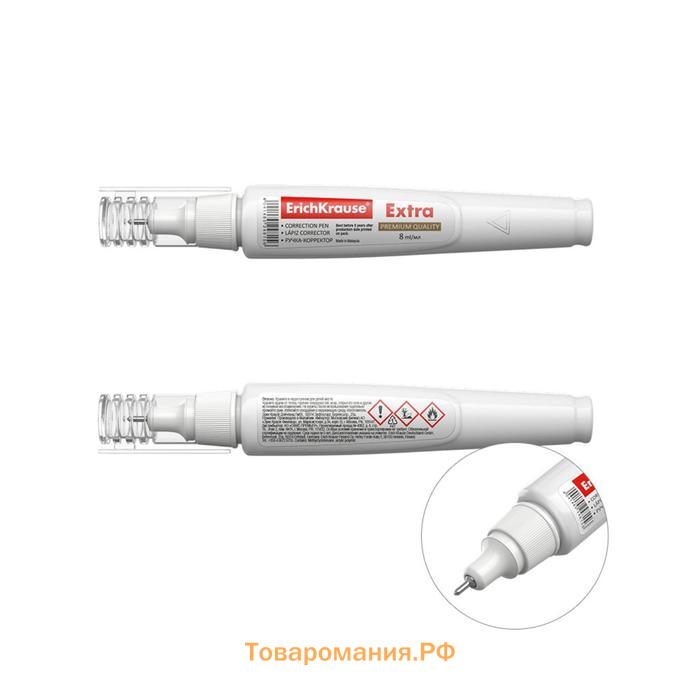 Корректор-ручка 8 мл, ErichKrause Extra, экономичный расход, металлический наконечник