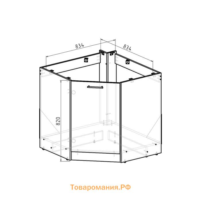 Шкаф напольный Кира 900х900х850 под мойку угловая с двер венге/Квадро шимо темный/малага