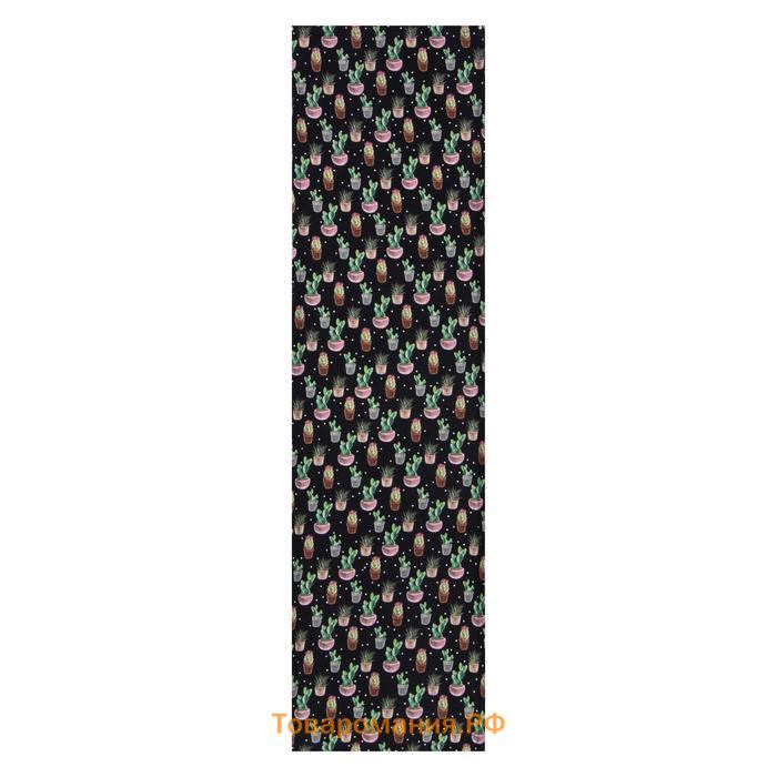 Дорожка на стол  Succulents 40×149см, 100% хлопок, саржа 190 г/м², чёрная