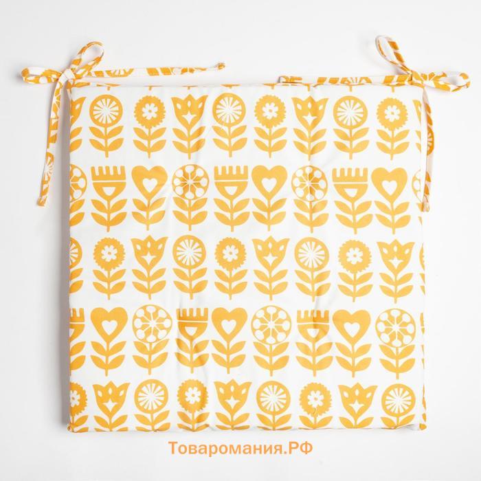 Подушка на стул "" Yellow garden 42х42см, 100% хл, 190 г/м2