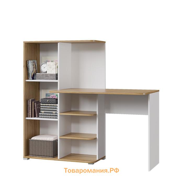 Стол компьютерный со шкафом «Лайт», 1420×356×1282 мм, цвет белый/дуб золотой