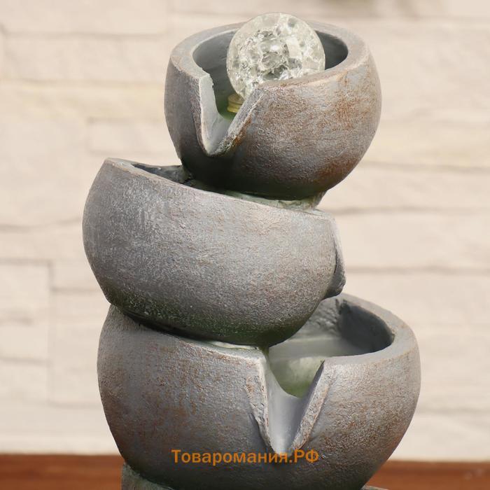Фонтан настольный «Перелив», чаши, 19×15×33.5 см, с подсветкой