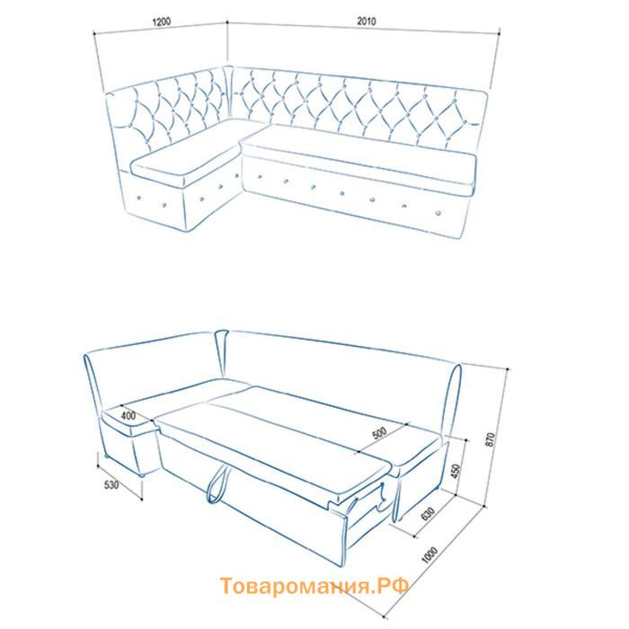 Кухонный уголок «Айриш», правый угол, механизм дельфин, велюр, цвет эмилия дарк браун