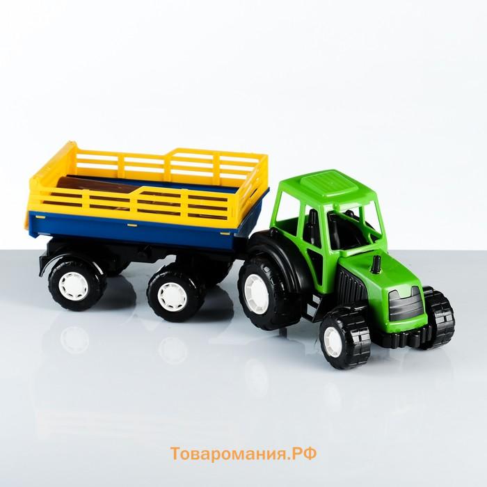 Трактор «Сельхоз», с прицепом, 42×13×13 см, МИКС