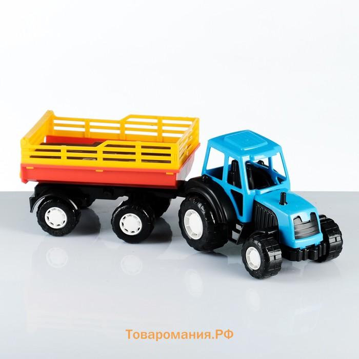 Трактор «Сельхоз», с прицепом, 42×13×13 см, МИКС