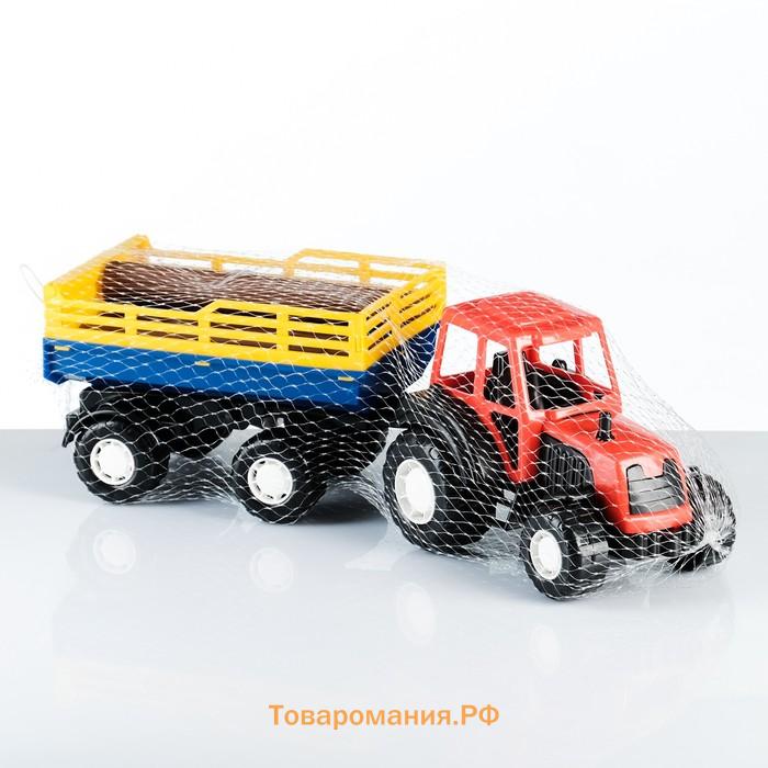 Трактор «Сельхоз», с прицепом, 42×13×13 см, МИКС