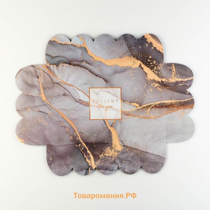 Коробка для печенья, кондитерская упаковка с пластиковой крышкой, «Мрамор», 20 х 30 х 8 см