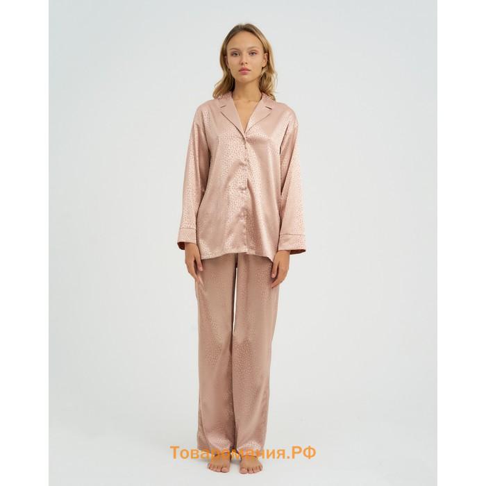 Пижама женская (рубашка, брюки) KAFTAN "Леопард", золотой, размер 44-46