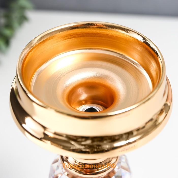 Подсвечник металл на 1 свечу "Классика - прозрачный шар" золото 19х11х11 см