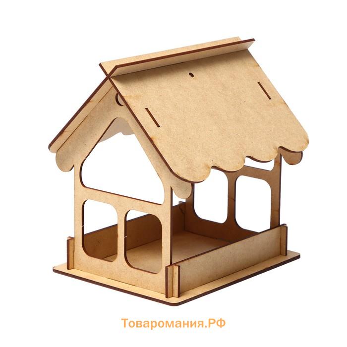 Кормушка - конструктор из ХДФ для птиц «Домик», своими руками, 16.5×12.5×19.5 см, Greengo